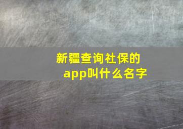 新疆查询社保的app叫什么名字