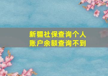 新疆社保查询个人账户余额查询不到