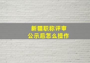 新疆职称评审公示后怎么操作