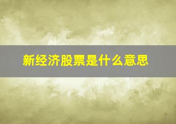 新经济股票是什么意思