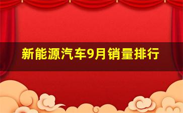 新能源汽车9月销量排行