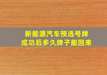 新能源汽车预选号牌成功后多久牌子能回来