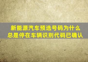 新能源汽车预选号码为什么总是停在车辆识别代码已确认