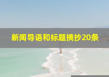 新闻导语和标题摘抄20条