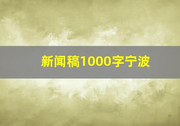 新闻稿1000字宁波