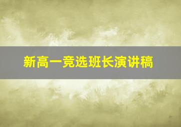 新高一竞选班长演讲稿