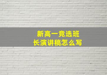 新高一竞选班长演讲稿怎么写