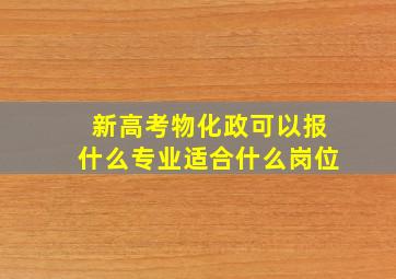 新高考物化政可以报什么专业适合什么岗位