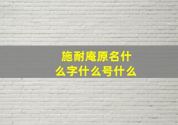 施耐庵原名什么字什么号什么