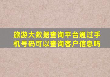 旅游大数据查询平台通过手机号码可以查询客户信息吗