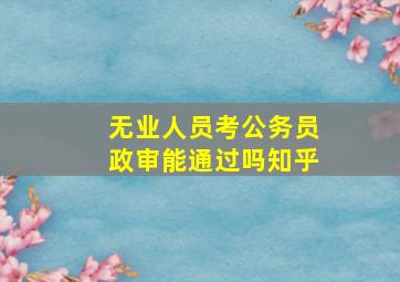 无业人员考公务员政审能通过吗知乎