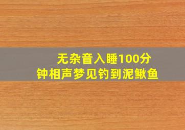 无杂音入睡100分钟相声梦见钓到泥鳅鱼