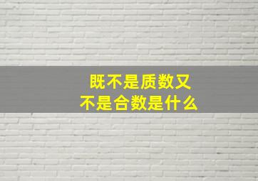 既不是质数又不是合数是什么