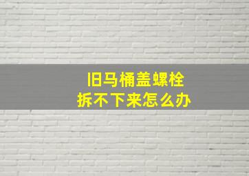 旧马桶盖螺栓拆不下来怎么办