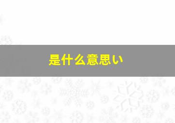 是什么意思い