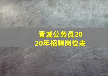 晋城公务员2020年招聘岗位表