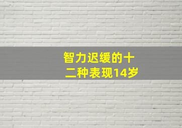 智力迟缓的十二种表现14岁