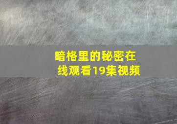 暗格里的秘密在线观看19集视频