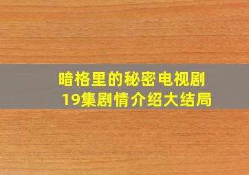 暗格里的秘密电视剧19集剧情介绍大结局