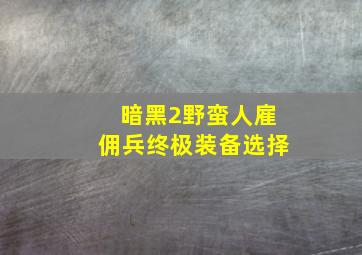 暗黑2野蛮人雇佣兵终极装备选择