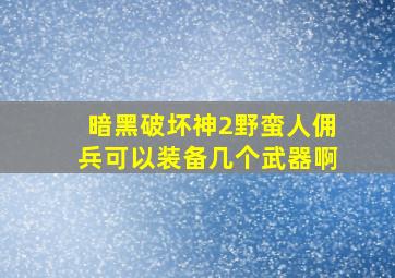 暗黑破坏神2野蛮人佣兵可以装备几个武器啊