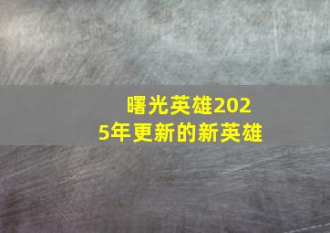 曙光英雄2025年更新的新英雄