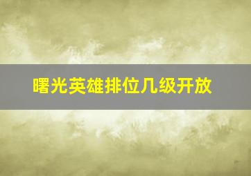 曙光英雄排位几级开放