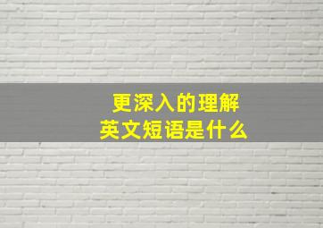 更深入的理解英文短语是什么