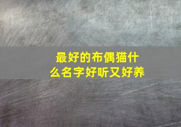 最好的布偶猫什么名字好听又好养