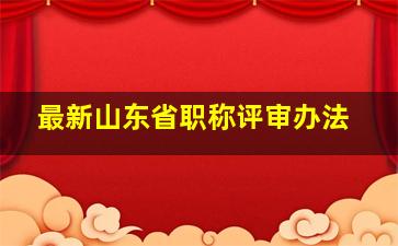 最新山东省职称评审办法