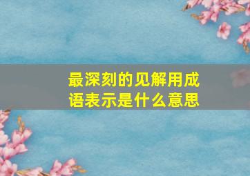 最深刻的见解用成语表示是什么意思