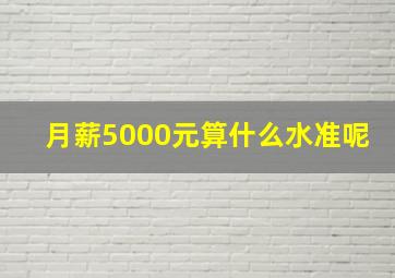 月薪5000元算什么水准呢