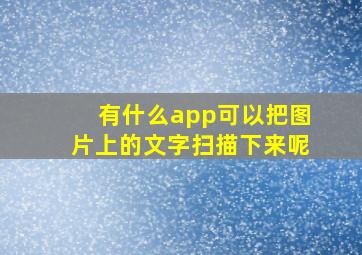 有什么app可以把图片上的文字扫描下来呢