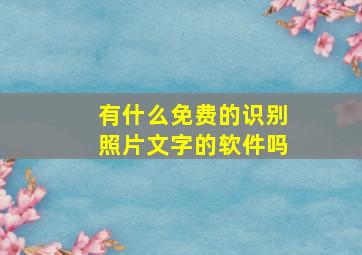 有什么免费的识别照片文字的软件吗