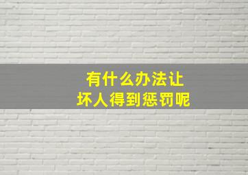 有什么办法让坏人得到惩罚呢