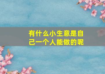 有什么小生意是自己一个人能做的呢