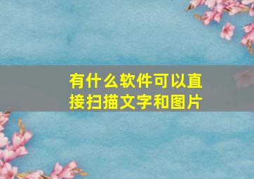 有什么软件可以直接扫描文字和图片