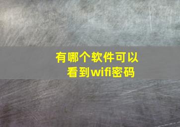 有哪个软件可以看到wifi密码