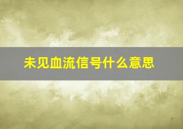 未见血流信号什么意思