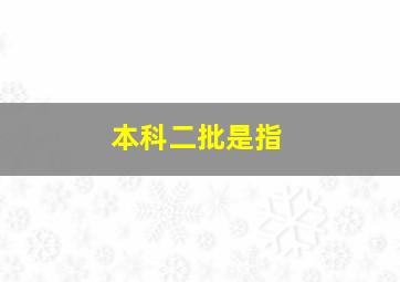 本科二批是指