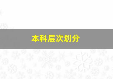 本科层次划分