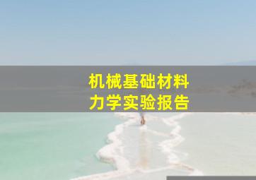 机械基础材料力学实验报告