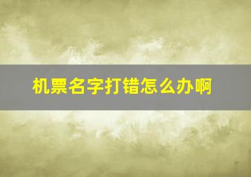 机票名字打错怎么办啊