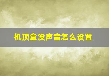 机顶盒没声音怎么设置