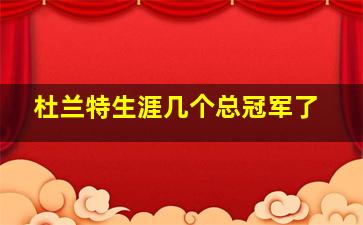 杜兰特生涯几个总冠军了