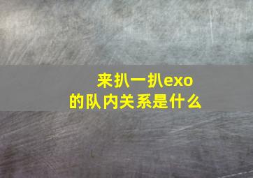 来扒一扒exo的队内关系是什么