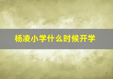 杨凌小学什么时候开学