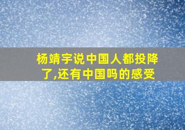 杨靖宇说中国人都投降了,还有中国吗的感受