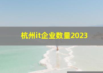 杭州it企业数量2023