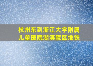 杭州东到浙江大学附属儿童医院湖滨院区地铁